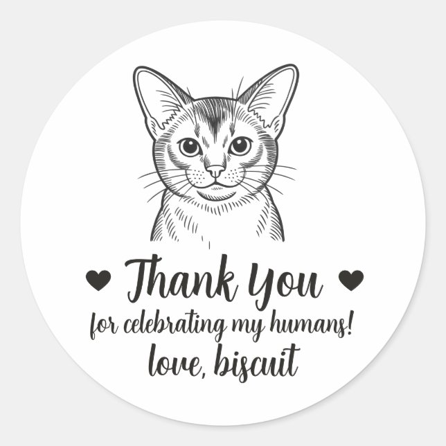 Custom Abyssinian Cat Wedding Favor Stickers (Front)