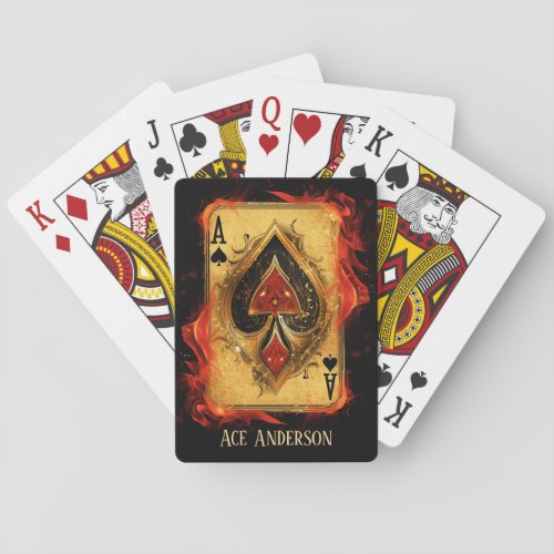Custom Ace of Spades on Fire  Poker Cards