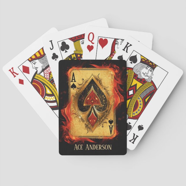 Custom Ace of Spades on Fire  Poker Cards (Back)