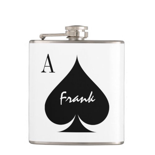 Custom Ace of spades playing card suit drink flask