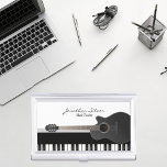 Custom Acoustic Guitar Piano Keys Music Teacher  Business Card Case<br><div class="desc">Appear more professional and keep your business cards in pristine condition at the same time with this elegant black and white modern business card case featuring guitar & piano keys for those whose passion or/and profession is music. Ideal for music teacher, musicians or any music lover. You can customize it...</div>