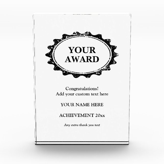 Custom acrylic award block for big achievement (Front)