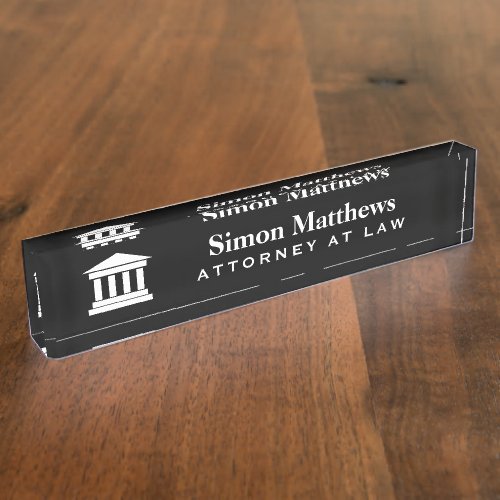 Custom acrylic desk name plate for attorney at law