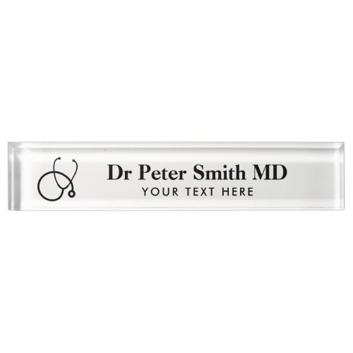 Custom acrylic desk name plate for medical doctor