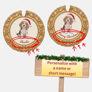 Custom Acrylic Pet Christmas Ornament – Gold