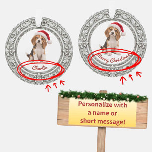 Custom Acrylic Pet Christmas Ornament - Silver