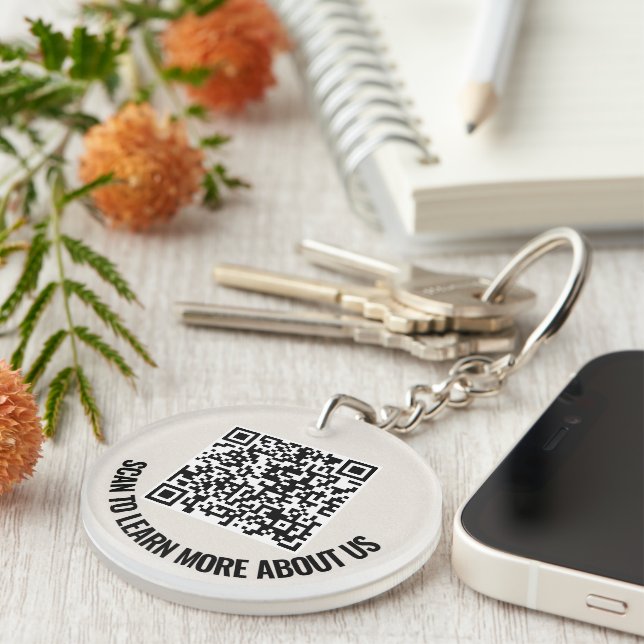 Custom Acrylic QR Code Personalized Round Logo Keychain (Front Right)