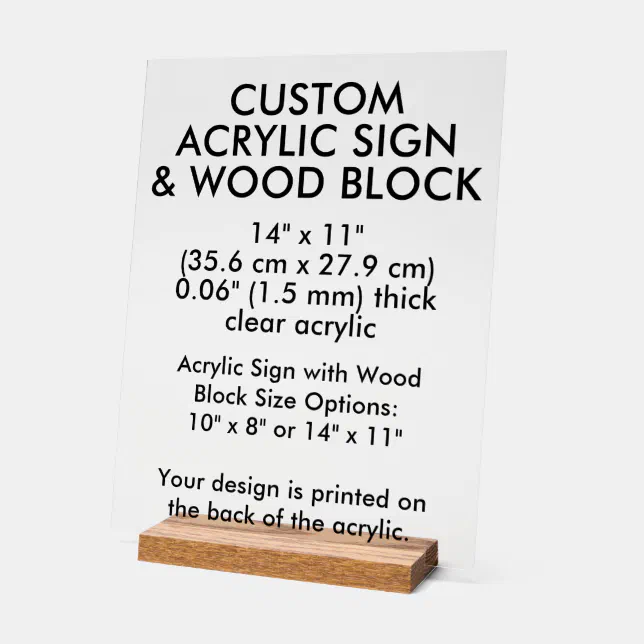 Custom Acrylic Sign, Wood Block 14