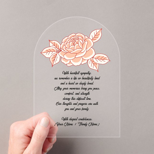 Custom Acrylic Sympathy Card with a Red Rose Invitations (Insitu (Handheld))