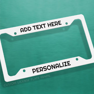 Custom Add 2 Lines Text & Change Background Color License Plate Frame