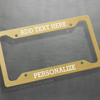 Custom Add 2 Lines Text - Gold License Plate Frame