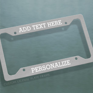 Custom Add 2 Lines Text - Silver License Plate Frame