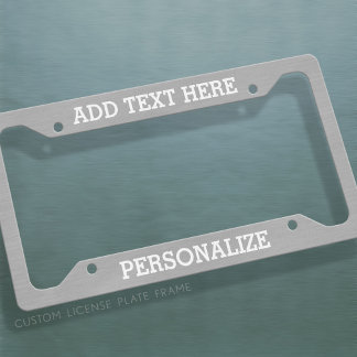 Custom Add 2 Lines Text - Silver License Plate Frame