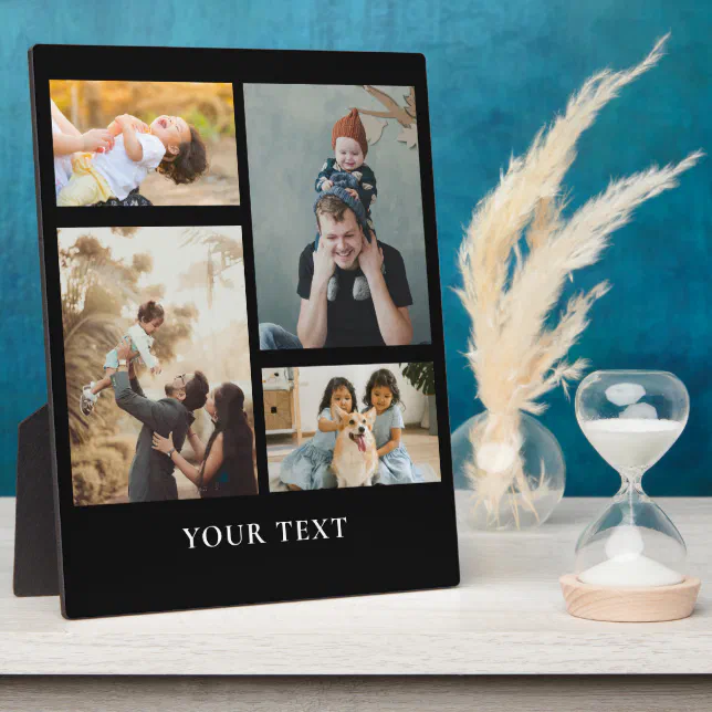 Add Photo Custom Add 4 Photo Collage and Text Plaque | Zazzle