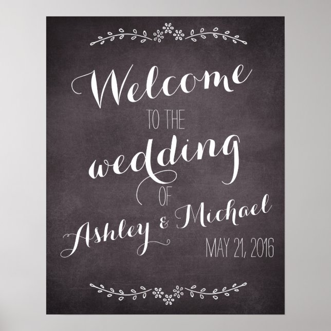 Custom add bride groom's name date wedding sign (Front)