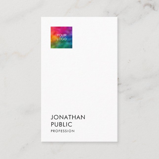 Custom Add Business Company Logo Here Modern Business Card (Front)