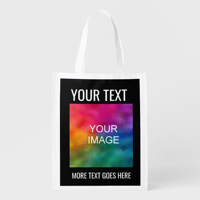 Custom Add Image Logo Text Modern Elegant Best Grocery Bag (Front)