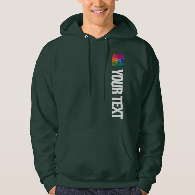 Custom Add Image Text Template Mens Modern Elegant Hoodie (Front)