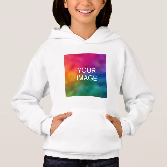 Custom Add Image White Template Girls Double Sided Hoodie (Front)