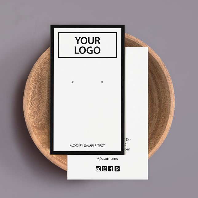 Custom Add Logo Black Border Earring Display Card (Creator Uploaded)