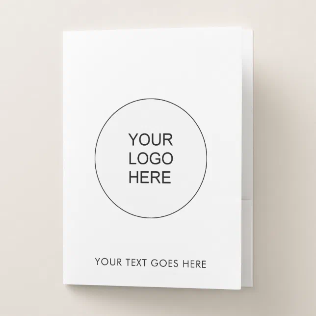 Text Design For Folder Custom Add Logo Text Here Elegant Template Pocket Folder | Zazzle