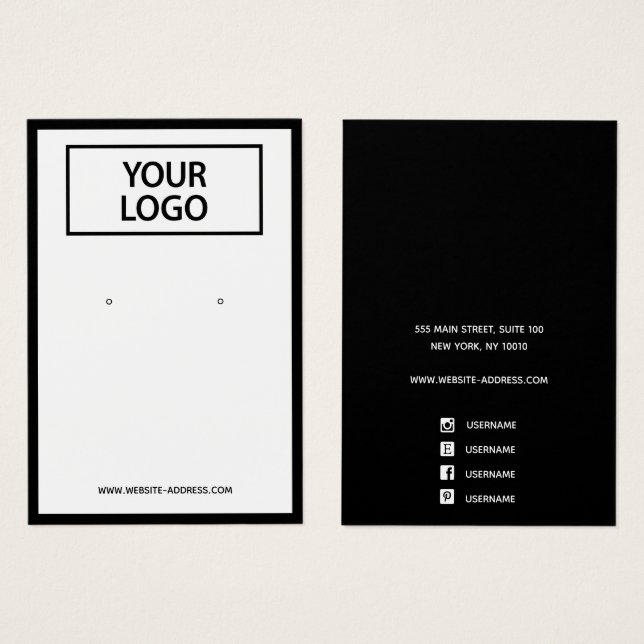 Custom Add Logo White Earring Jewelry Display (Front & Back)