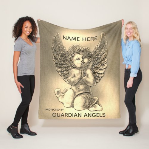 Custom Add Name Cherub Angel Blanket