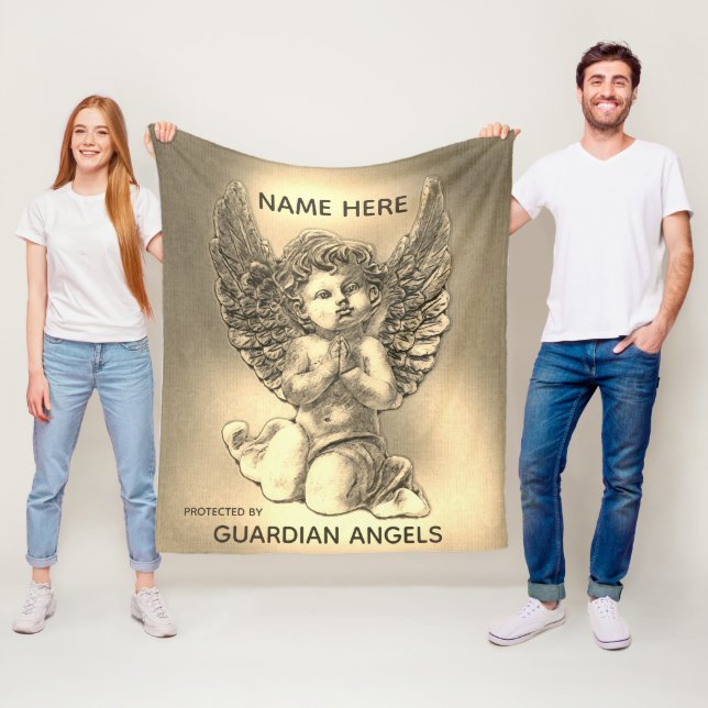Custom Add Name Cherub Angel Blanket (In Situ)