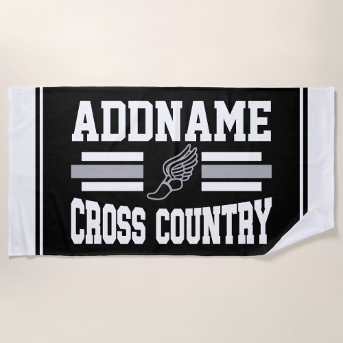 Custom ADD NAME Cross Country Runner Running Team Beach Towel