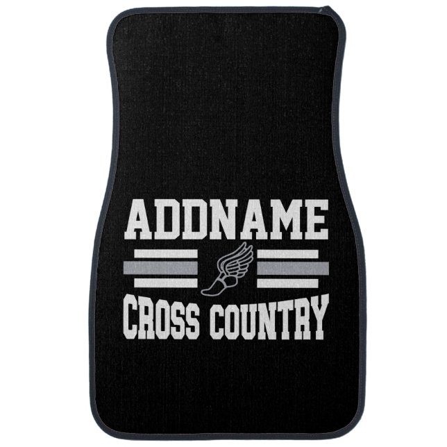 Custom ADD NAME Cross Country Runner Running Team Car Floor Mat (Front)