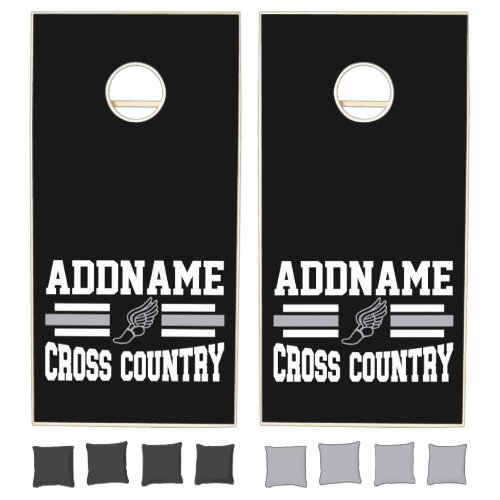 Custom ADD NAME Cross Country Runner Running Team Cornhole Set