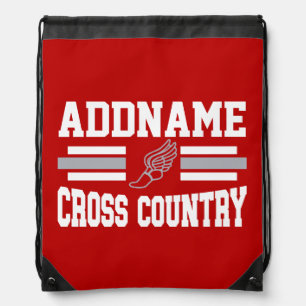 Custom ADD NAME Cross Country Runner Running Team Drawstring Bag