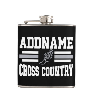 Custom ADD NAME Cross Country Runner Running Team Flask