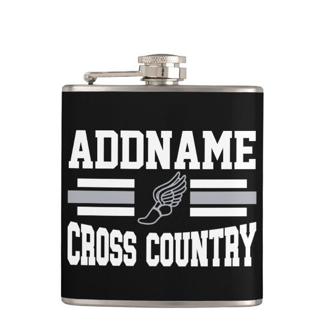 Custom ADD NAME Cross Country Runner Running Team Flask (Front)