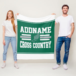 Custom ADD NAME Cross Country Runner Running Team Fleece Blanket