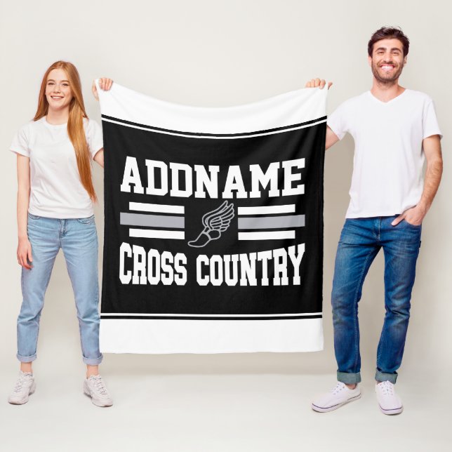 Custom ADD NAME Cross Country Runner Running Team Fleece Blanket (In Situ)
