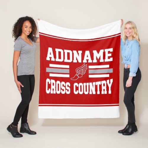 Custom ADD NAME Cross Country Runner Running Team Fleece Blanket