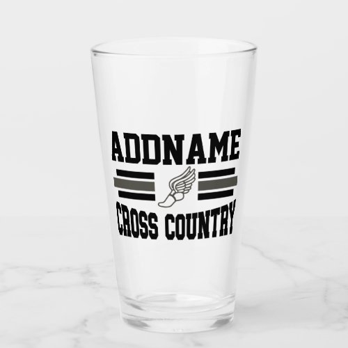Custom ADD NAME Cross Country Runner Running Team Glass