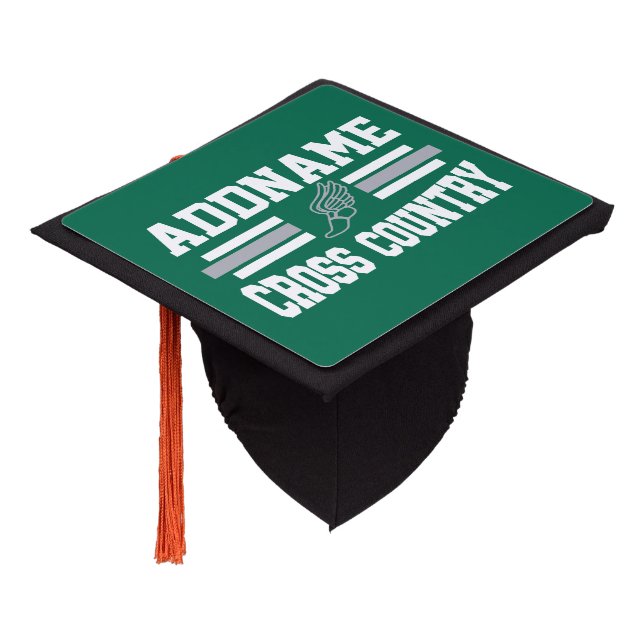 Custom ADD NAME Cross Country Runner Running Team Graduation Cap Topper (Angled)