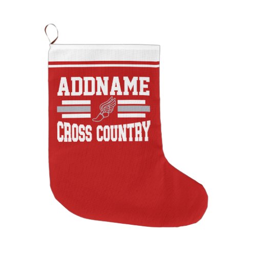 Custom ADD NAME Cross Country Runner Running Team Large Christmas Stocking