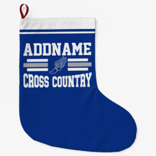 Custom ADD NAME Cross Country Runner Running Team Large Christmas Stocking