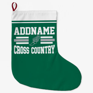 Custom ADD NAME Cross Country Runner Running Team Large Christmas Stocking