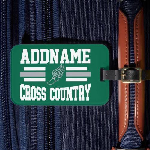 Custom ADD NAME Cross Country Runner Running Team Luggage Tag