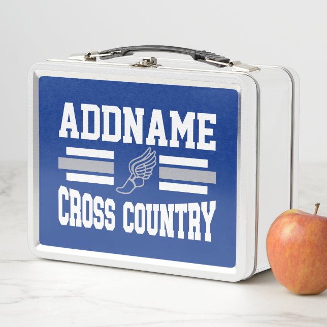 Custom ADD NAME Cross Country Runner Running Team Metal Lunch Box (In Situ)