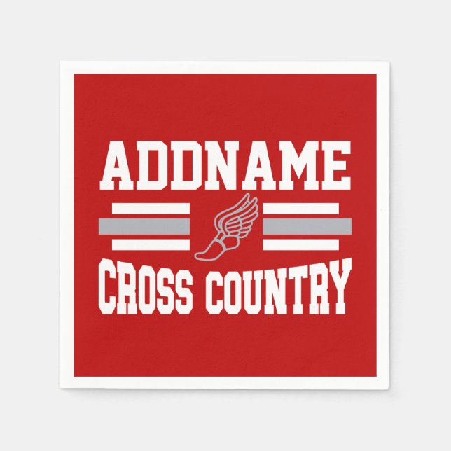 Custom ADD NAME Cross Country Runner Running Team Napkins (Front)