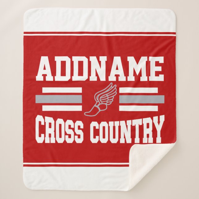 Custom ADD NAME Cross Country Runner Running Team Sherpa Blanket (Front)