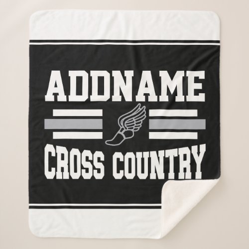 Custom ADD NAME Cross Country Runner Running Team Sherpa Blanket