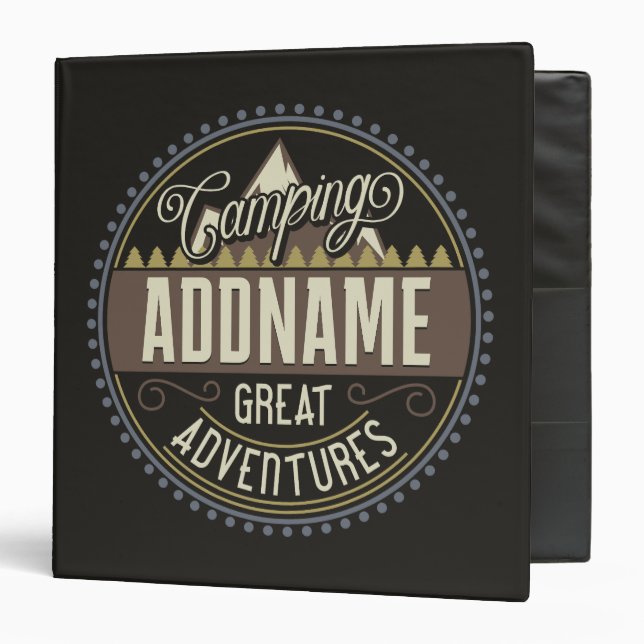 Custom ADD NAME Family Camp Trip Camping Reunion 3 Ring Binder (Front/Inside)