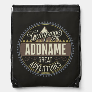 Custom ADD NAME Family Camp Trip Camping Reunion Drawstring Bag