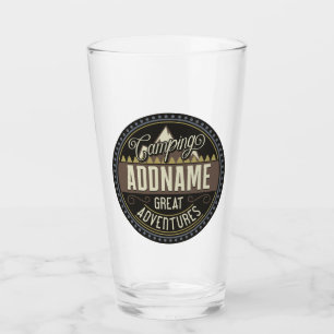 Custom ADD NAME Family Camp Trip Camping Reunion Glass